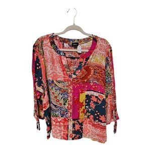 Jones New York Pink and Blue Paisley Blouse